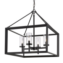 Golden 2073-4 BLK-CLR - Golden Lighting Smyth 4-light Chandelier in Matte Black